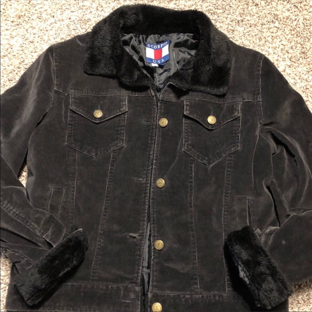 Vintage Black Fur Lined Jacket Size Large